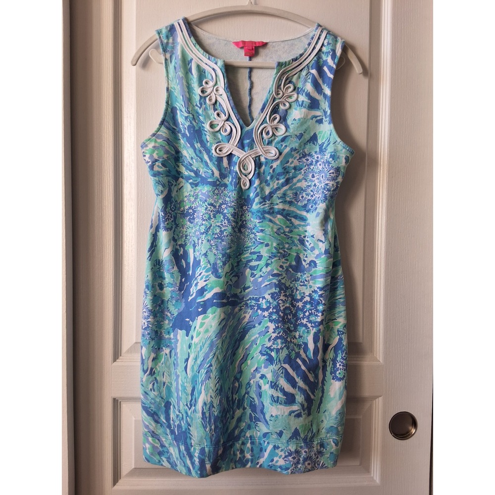 Lilly Pulitzer Medium Sleeveless Soutache Trim French Terry Shift Dress Vacation